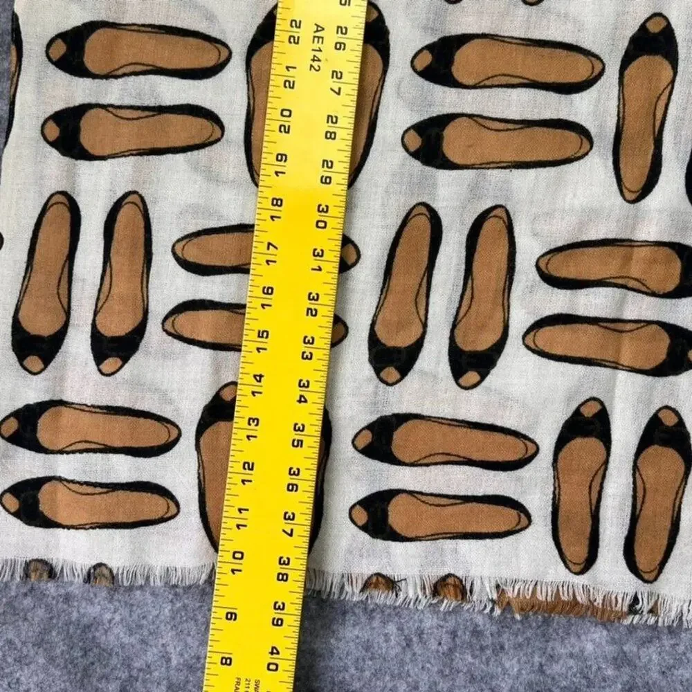 Novelty Flats Shoes Print Lightweight Neutral Scarf
